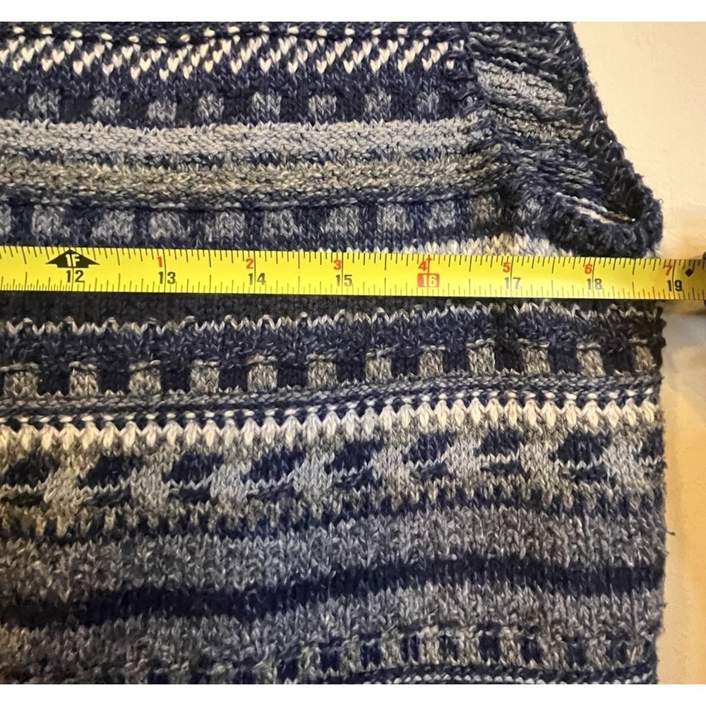 VTG Amana Woolen Mill Knit Fair Isle Vest Women's Large Blue Ornate Buttons - Picture 7 of 7